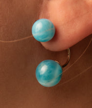 Load image into Gallery viewer, 14K Larimar Gold Earring