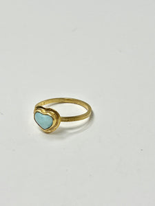 Larimar Heart Minimalist Ring Gold 14k Plate