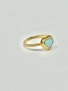 Larimar Heart Minimalist Ring Gold 14k Plate