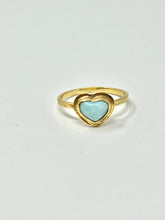 Load image into Gallery viewer, Larimar Heart Minimalist Ring Gold 14k Plate
