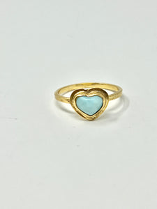 Larimar Heart Minimalist Ring Gold 14k Plate