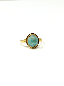 Larimar Oval M Ring Gold 14k Plate