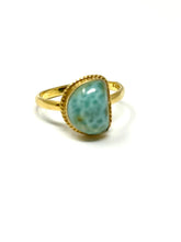 Load image into Gallery viewer, Larimar Moon Ring Gold 14k Plate
