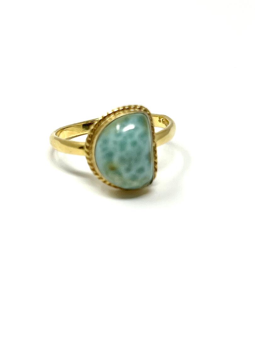 Larimar Moon Ring Gold 14k Plate