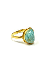 Load image into Gallery viewer, Larimar Moon Ring Gold 14k Plate
