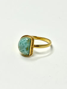 Larimar Moon Ring Gold 14k Plate