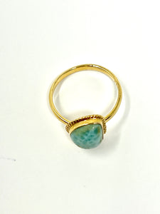 Larimar Moon Ring Gold 14k Plate