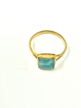 Load image into Gallery viewer, Larimar Baguette Ring Gold 14k Plate
