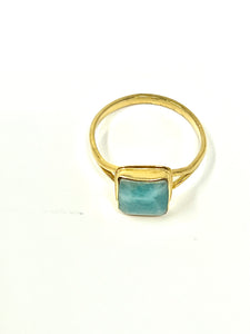 Larimar Baguette Ring Gold 14k Plate