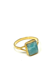 Larimar Baguette Ring Gold 14k Plate