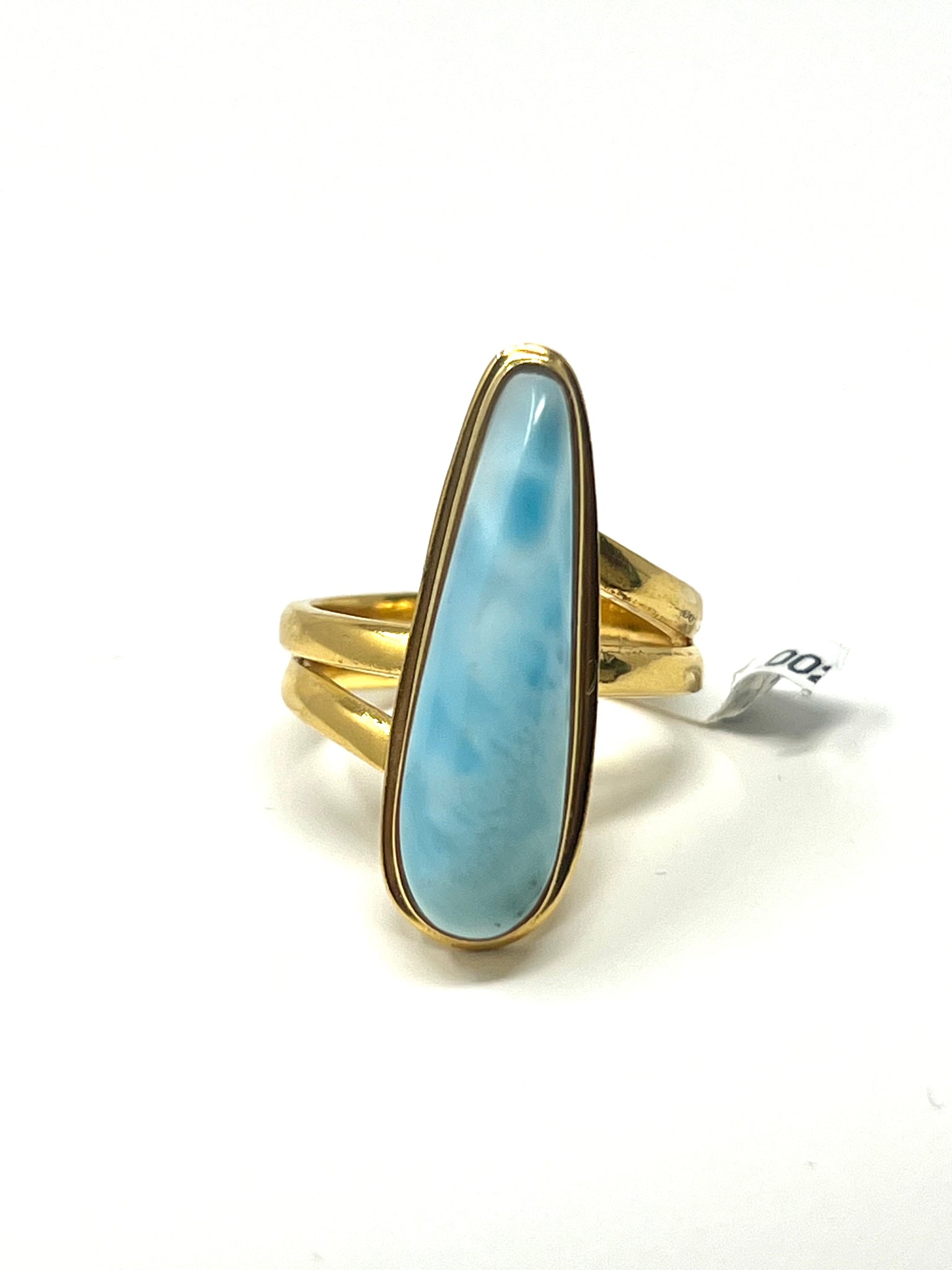 Barzel White Gold Plated Larimar & Cubic Zirconia Ring - Oval Created Larimar Gemstone Ring For Women