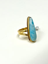 Cargar imagen en el visor de la galería, Power Larimar Ring Gold 14k Plate
