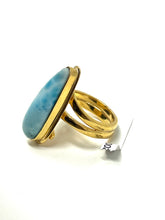 Cargar imagen en el visor de la galería, Power Larimar Ring Gold 14k Plate
