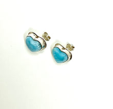 Cargar imagen en el visor de la galería, HEART LARIMAR EARRING
