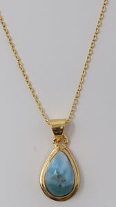 Pear-Shaped Larimar in Gold