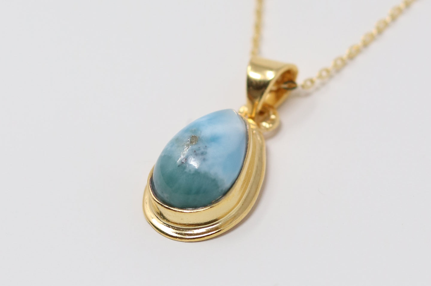 Pear-Shaped Larimar in Gold