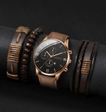 Cargar imagen en el visor de la galería, Men Triple Dial Date Qartz Watch &amp; 3pcs Bracelet
