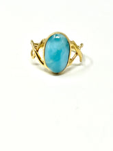 Load image into Gallery viewer, OVAL LARIMAR RING GOLD 14K PLATE
