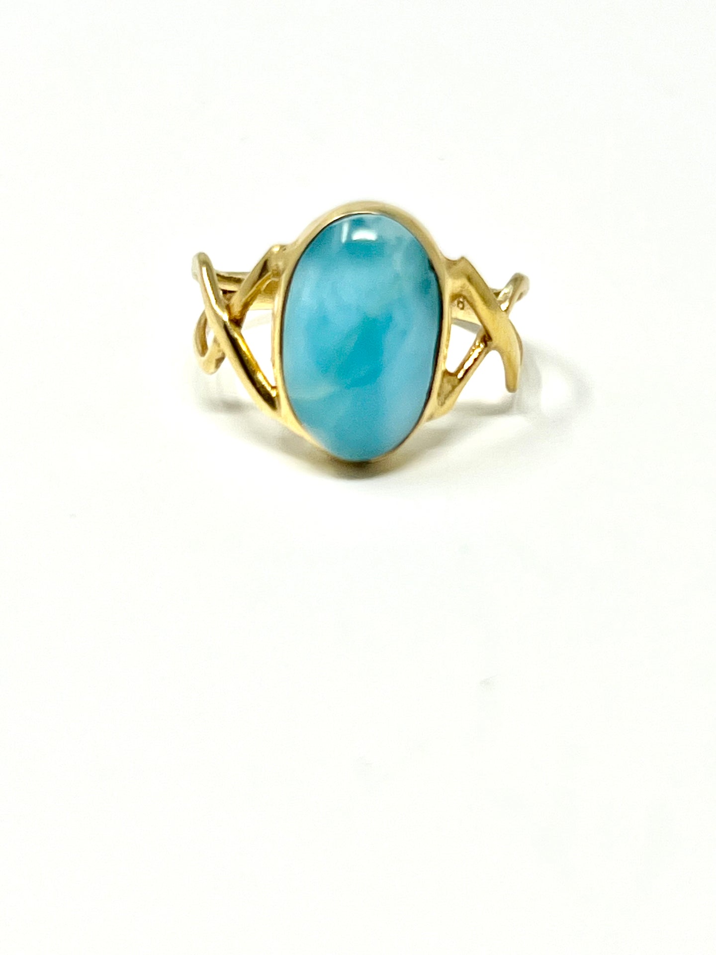 OVAL LARIMAR RING GOLD 14K PLATE