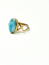 Load image into Gallery viewer, OVAL LARIMAR RING GOLD 14K PLATE
