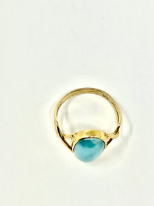 OVAL LARIMAR RING GOLD 14K PLATE