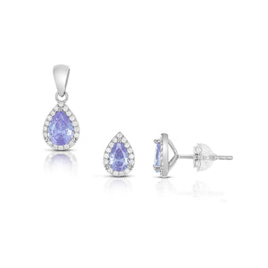 SS 925 Pear Alexandrite Halo CZ Pedant - June Birthstone