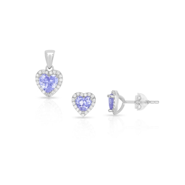 SS 925 Heart Alexandrite Halo CZ Pendant  - June Birthstone
