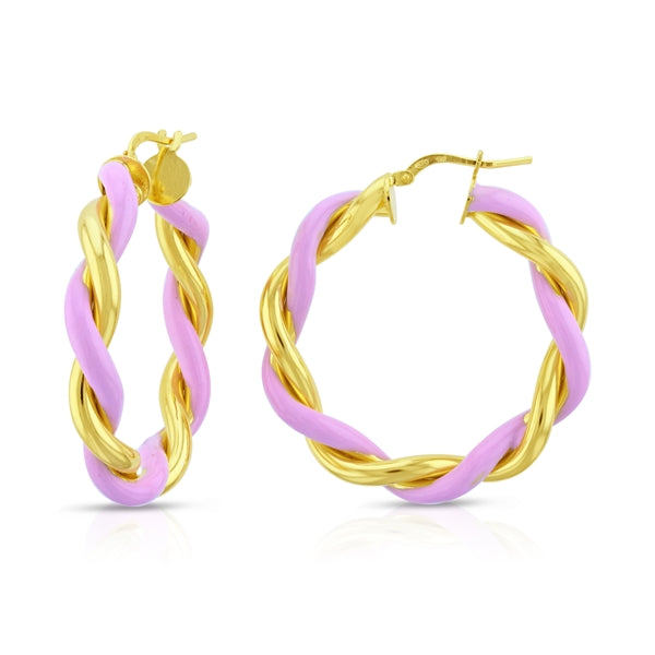 SS 925 Italian Double Tube Twist Pink