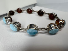 Cargar imagen en el visor de la galería, LARIMAR &amp; AMBER COFFE BRACELET
