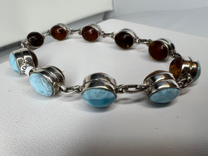 LARIMAR & AMBER COFFE BRACELET