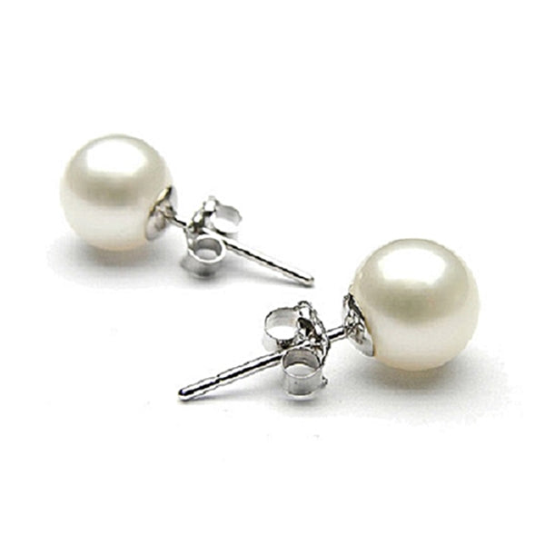 Pearl Stud Earring, Sterling Silver & Rhodium