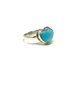 Larimar Heart Minimalist Ring