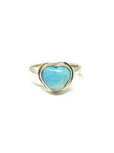 Larimar Heart Minimalist Ring