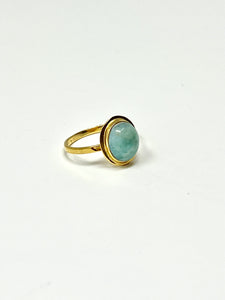 Larimar Oval M Ring Gold 14k Plate