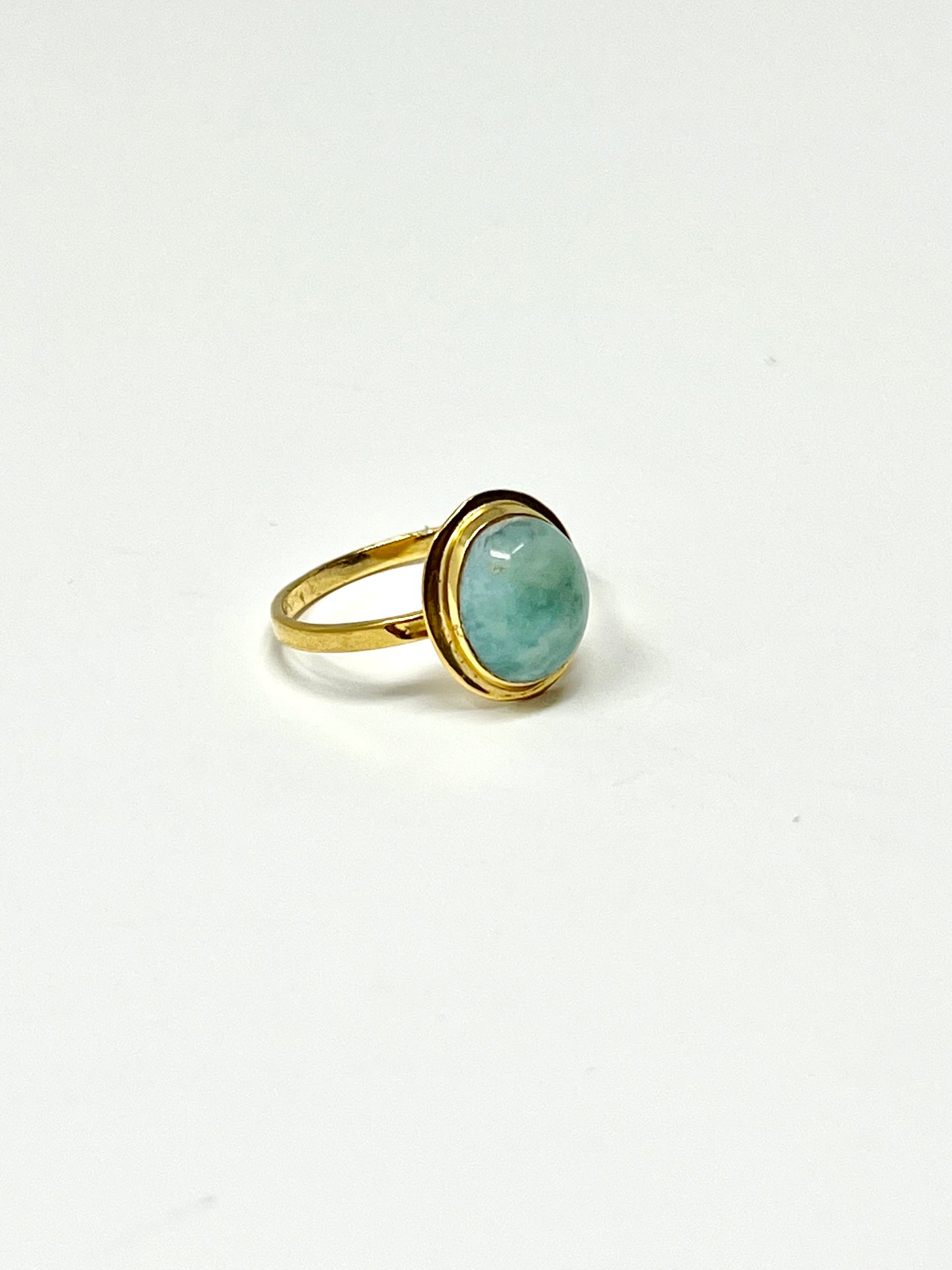 Larimar Oval M Ring Gold 14k Plate