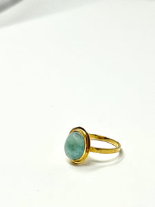 Larimar Oval M Ring Gold 14k Plate