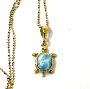 Turtle Mini Larimar Gold