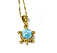 Load image into Gallery viewer, Turtle Mini Larimar Gold
