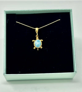 Turtle Mini Larimar Gold