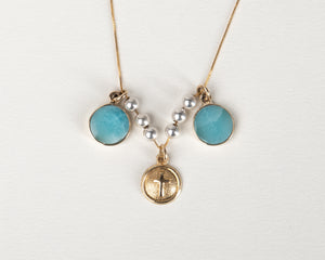 14K LARIMAR NECKLACE GOLD