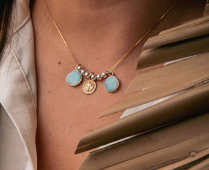 14K LARIMAR NECKLACE GOLD