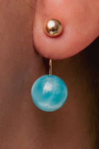 14K Larimar Gold Earring