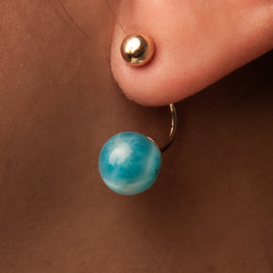 14K Larimar Gold Earring